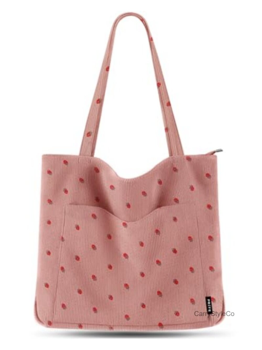 Prite Corduroy Tote Bag Large Shoulder Bag with Zipper Pockets